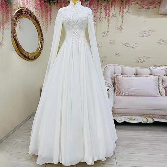 Lace Slim Long Sleeve Fishtail Wedding Dress - Onouthati