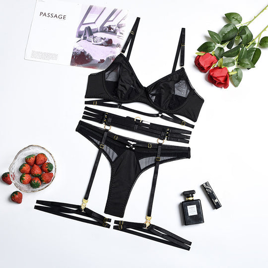 Push Up Hollow Mesh Four-piece Set For Women - Onouthati