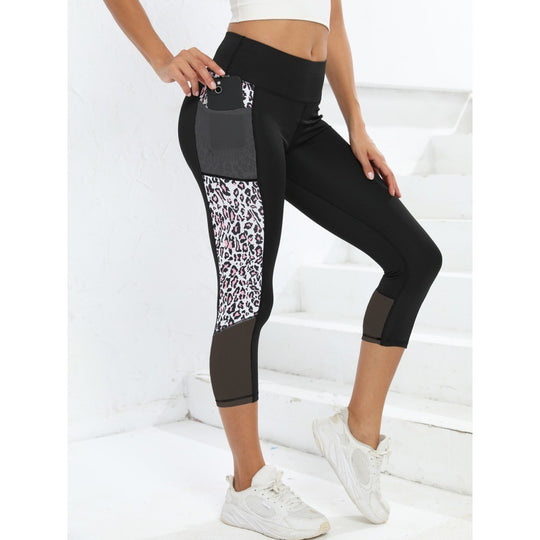Female Leopard Splicing High Waist Yoga Pants - Onouthati