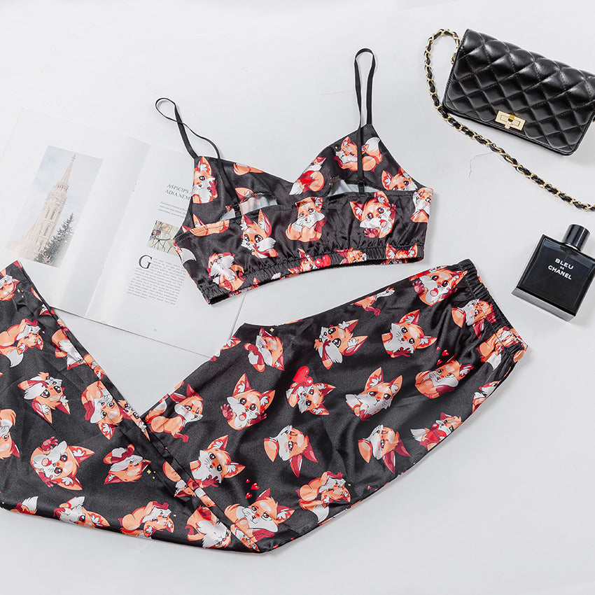 Printed underwear suspender pajamas housewear women - Onouthati