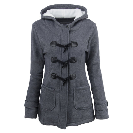 warm winter fur collar jackets women new horn button Long down coat women parka Plus Size female parka hoodies Women - Onouthati