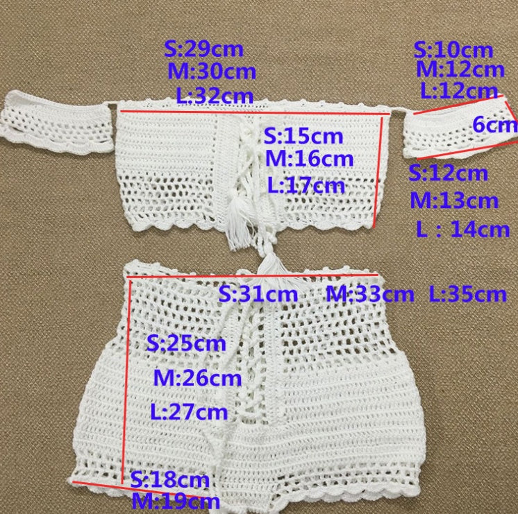 Knitted Swimwear Women Bikini Set Off Shoulder Swimsuit Bandeau Swimming Suit for Women Bandage High Waist Bathing Suit - Onouthati