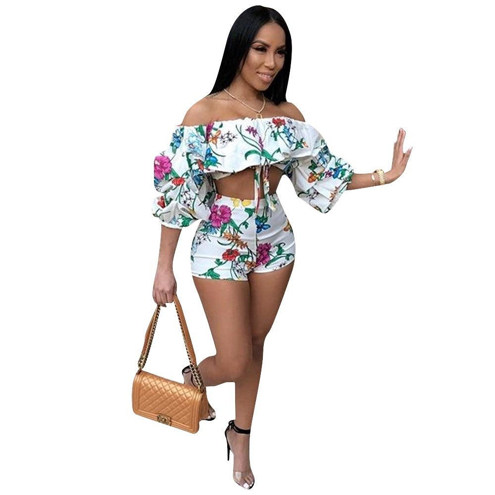 European and American sexy digital printing pile sleeves two-piece - Onouthati