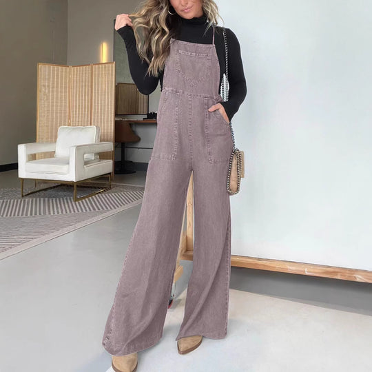 Fashion Denim Wide Leg Jumpsuit Women - Onouthati