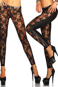 Women's Lace Leather Leggings - Onouthati