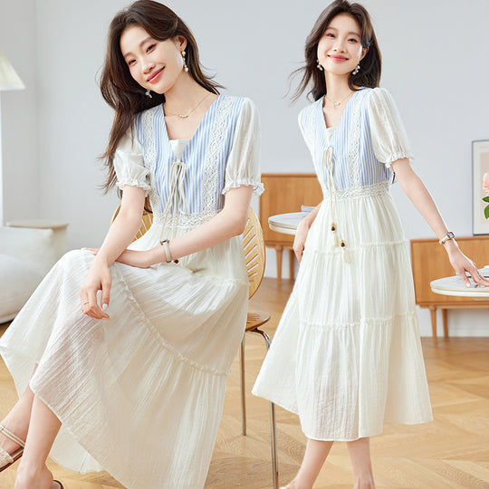 Fake Two Pieces Pullover Fashionable Dress Women - Onouthati