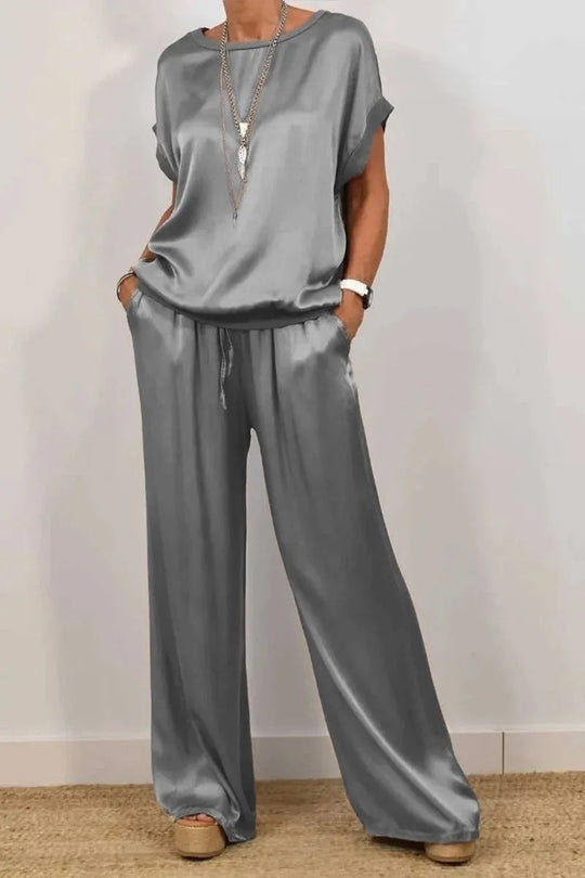 Trendy Loose Shirt Wide Leg Pants Casual Suit Women - Onouthati