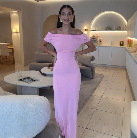 French Style Off-shoulder Shoulder-baring Sexy Temperament Waist-tight Dress Women - Onouthati