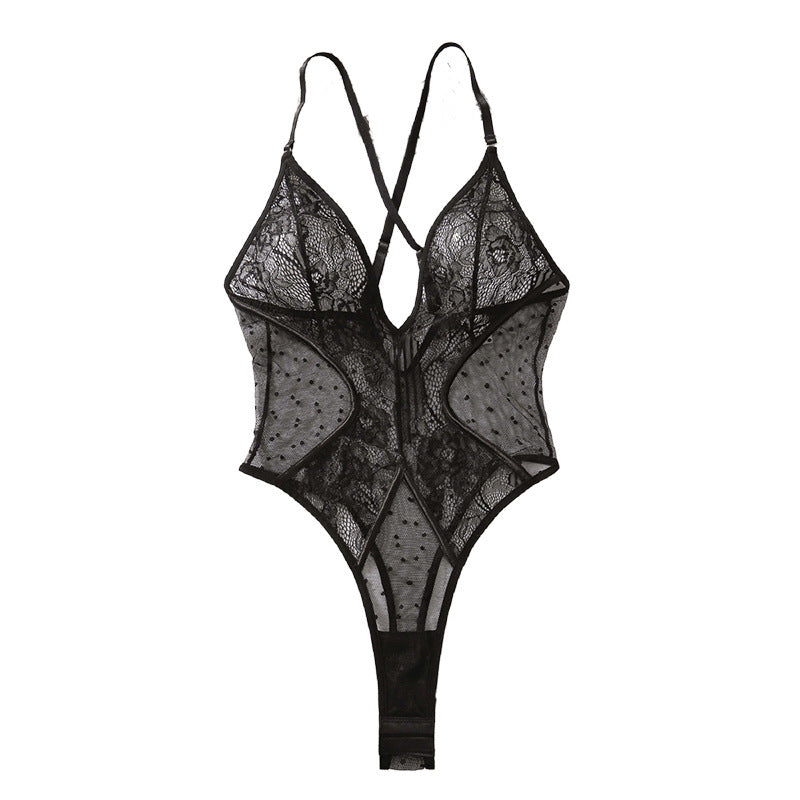 Shoulder Strap See-through Lace Jumpsuit For Women - Onouthati