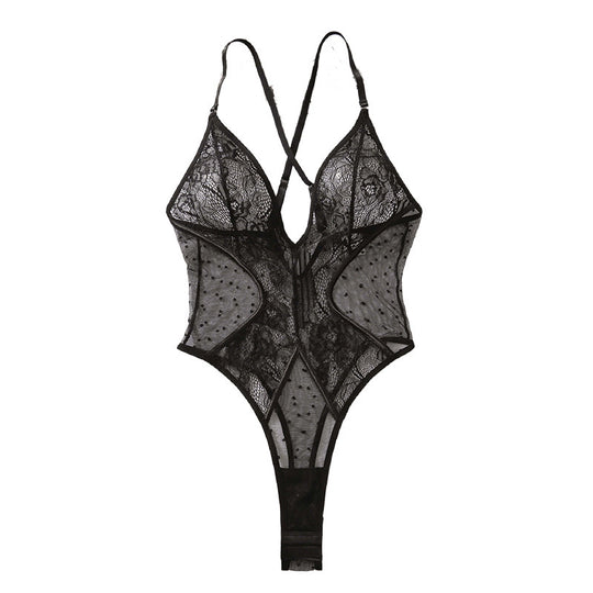 Shoulder Strap See-through Lace Jumpsuit For Women - Onouthati