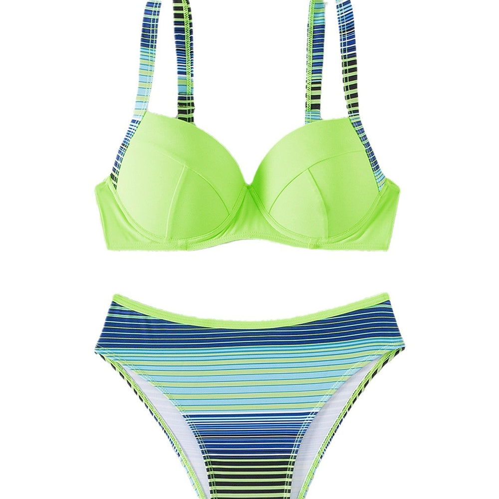 Striped Printed Split Bikini Swimsuit For Women - Onouthati