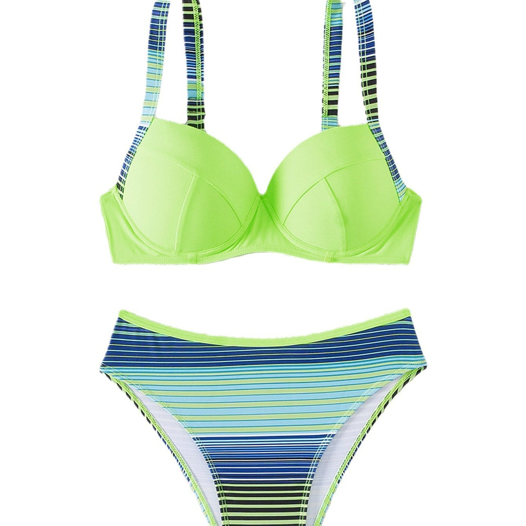 Striped Printed Split Bikini Swimsuit For Women - Onouthati