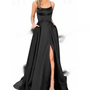 Solid Color Long Slimming And Shoulder Hollow Girlfriends Fashion Bridesmaid Party Dress - Onouthati