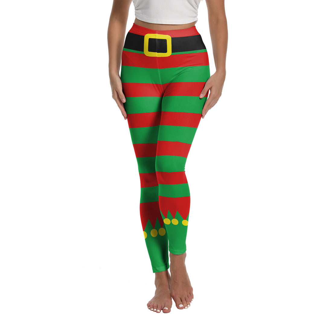 Christmas Printed Sports Yoga Elastic Leggings For Women - Onouthati