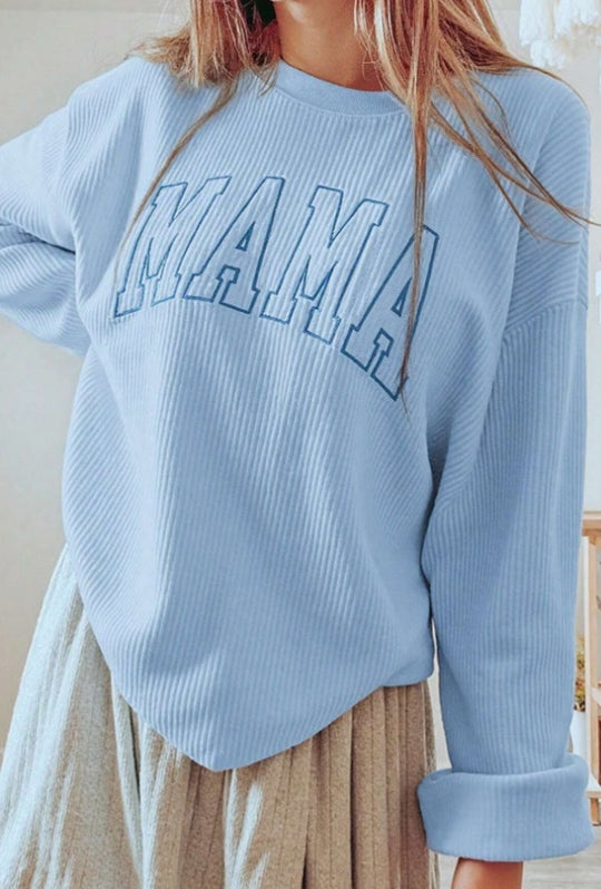 Women Loose Fit Embroidered Print Sweatshirt Top - Onouthati
