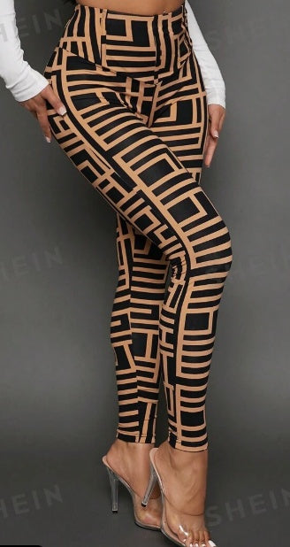 Casual Women Geometric Print Knitted Leggings - Onouthati