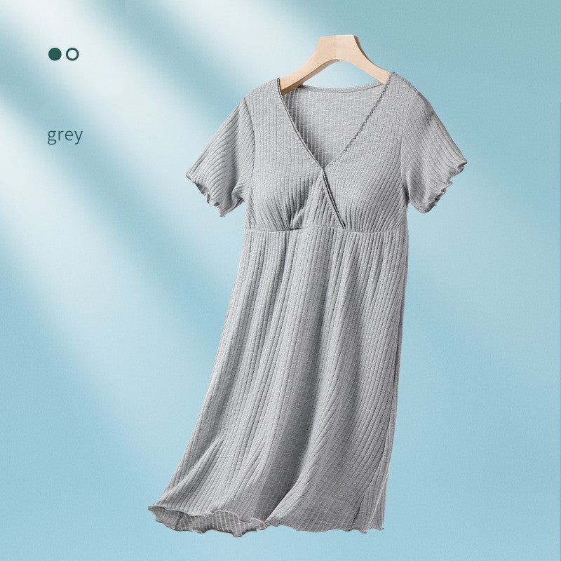 Breastfeeding Dress Thin Breastfeeding Modal Pajamas Pregnant Women - Onouthati