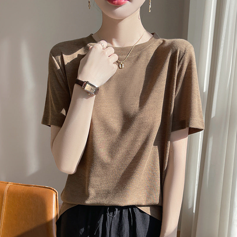 Loose Temperament Round Neck T-shirt Women - Onouthati