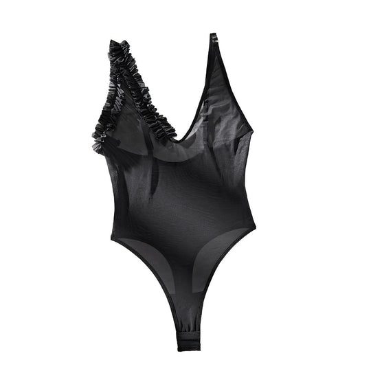 U-collar Sheer Mesh Jumpsuit For Women - Onouthati