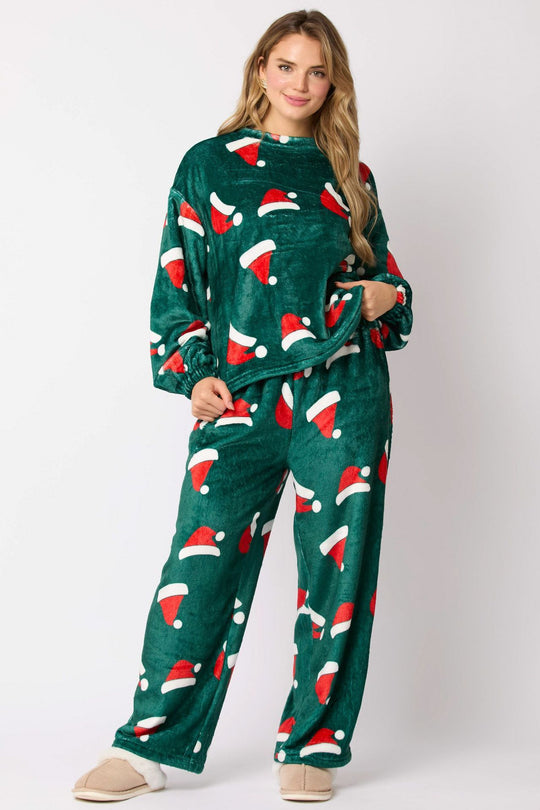 2024 Casual Flannel Pajama Sets For Women 2 Piece Cute Long Sleeve Matching Lounge Shirts Sets Santa Claus Pajamas Homewear - Onouthati
