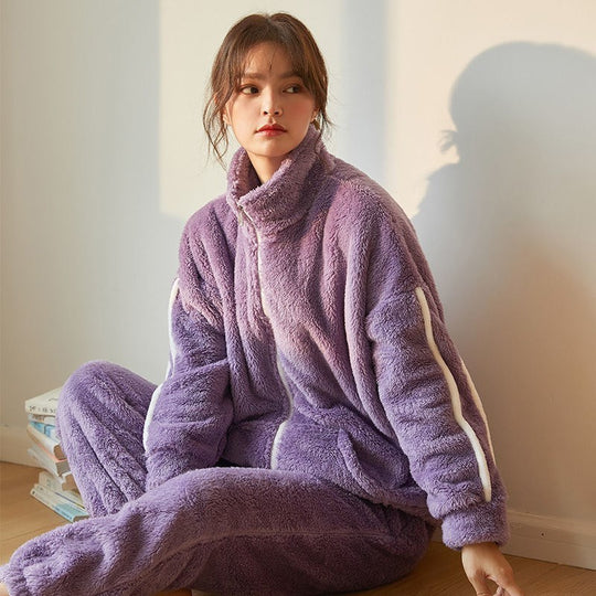 Coral Velvet Thickened Pajamas Women Autumn And Winter Models - Onouthati