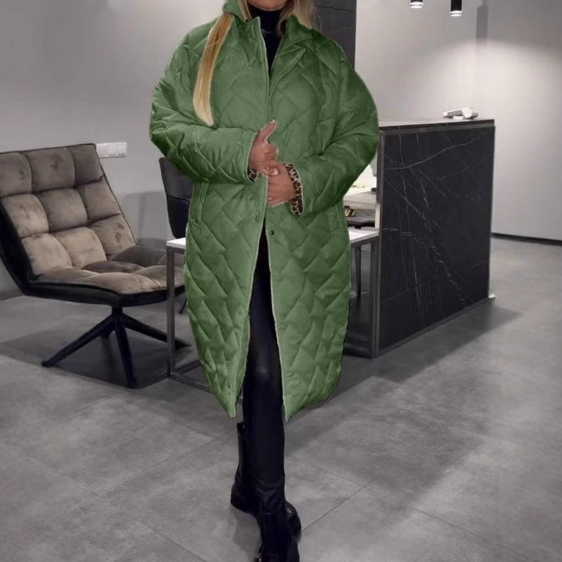 Glossy Down Jacket Rhombus Cotton Padded Clothes Loose And Warm Women - Onouthati