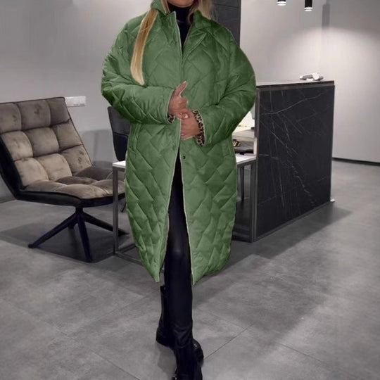 Glossy Down Jacket Rhombus Cotton Padded Clothes Loose And Warm Women - Onouthati