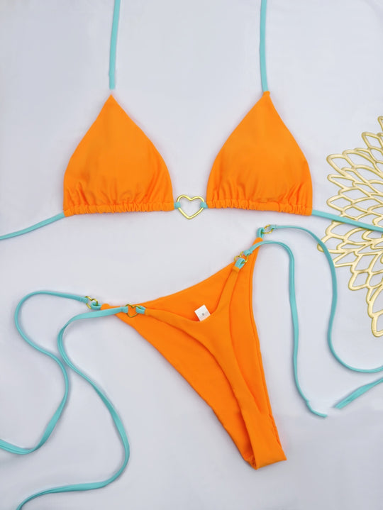 European And American Lace Up Split Swimsuit Set Women's Bikini Swimsuit - Onouthati