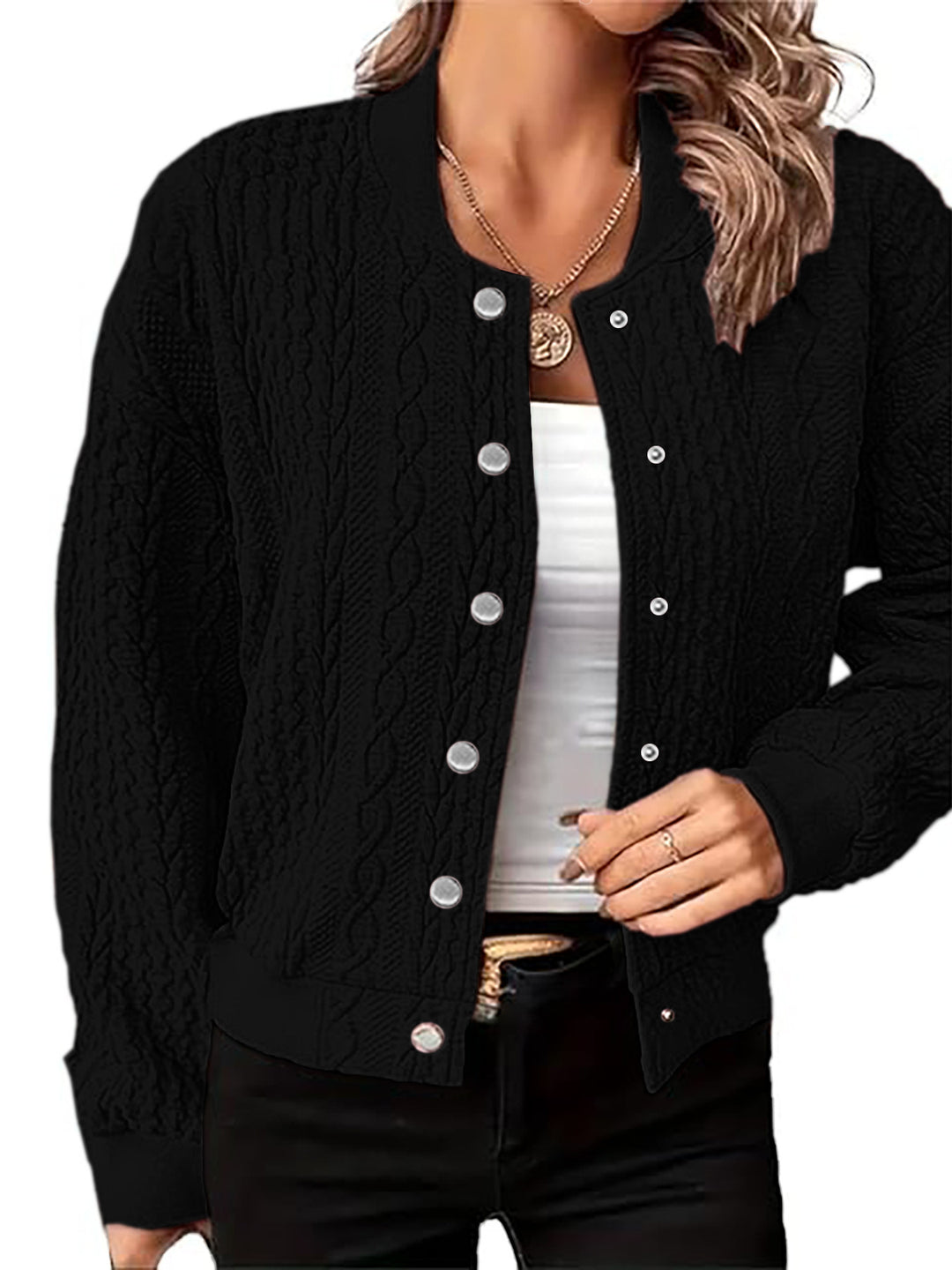 Women's Cardigan Fashion Button Coat Jacket - Onouthati