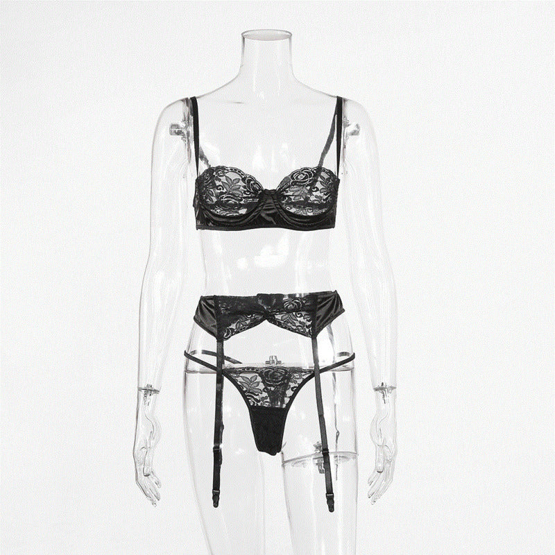 Lace sexy perspective sexy lingerie set - Onouthati