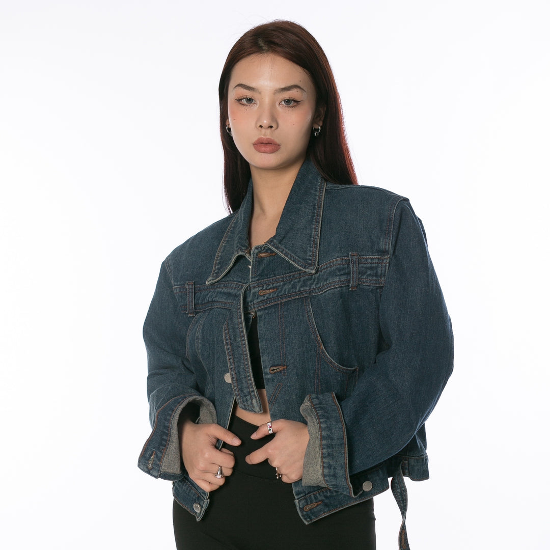 Retro Short Fashionable Irregular Denim Coat - Onouthati