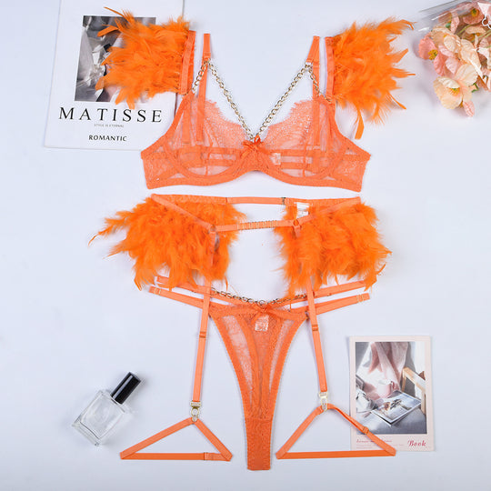Christma Chains Lace Sexy Lingerie Women Underwear Bra Pa - Onouthati