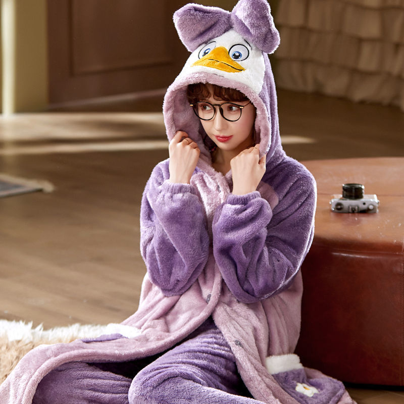 Sweet Fall Pajamas  Flannel Nightgown Women - Onouthati