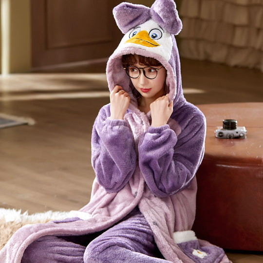 Sweet Fall Pajamas  Flannel Nightgown Women - Onouthati