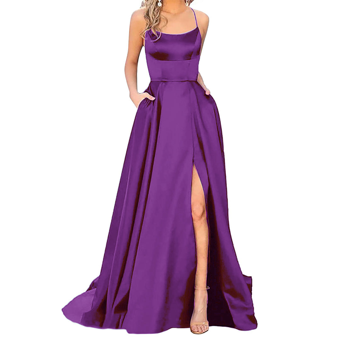 Solid Color Long Slimming And Shoulder Hollow Girlfriends Fashion Bridesmaid Party Dress - Onouthati