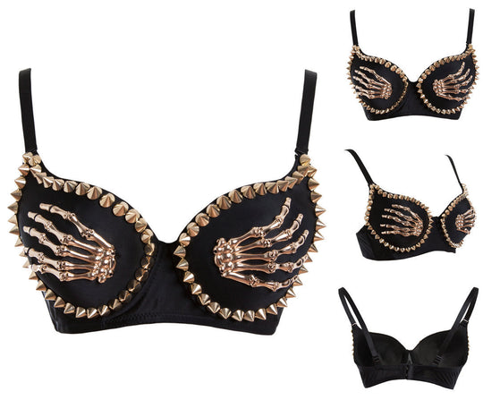 Women Nightclub Black Finger Bra - Onouthati