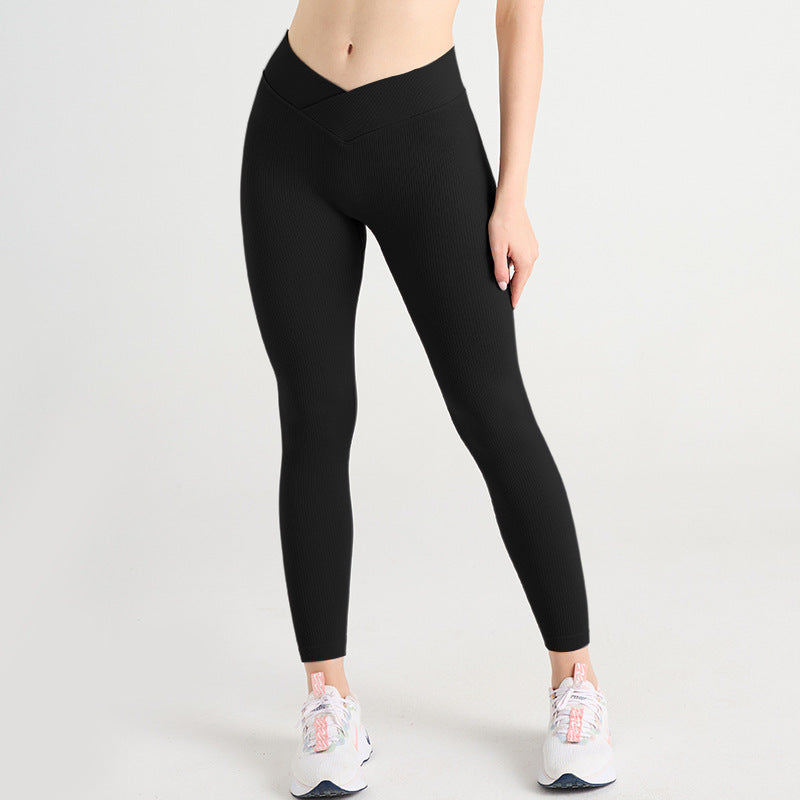 Cross Waist Thread Sports Tights Seamless - Onouthati