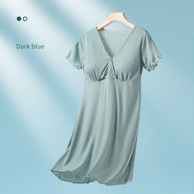 Breastfeeding Dress Thin Breastfeeding Modal Pajamas Pregnant Women - Onouthati