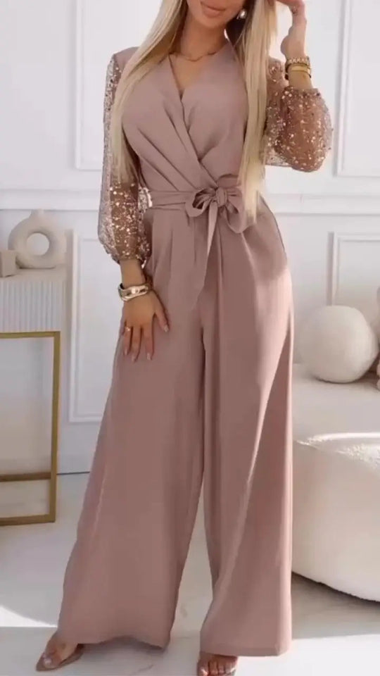 Sequined Top Wide Leg Pants Casual Suit Women - Onouthati