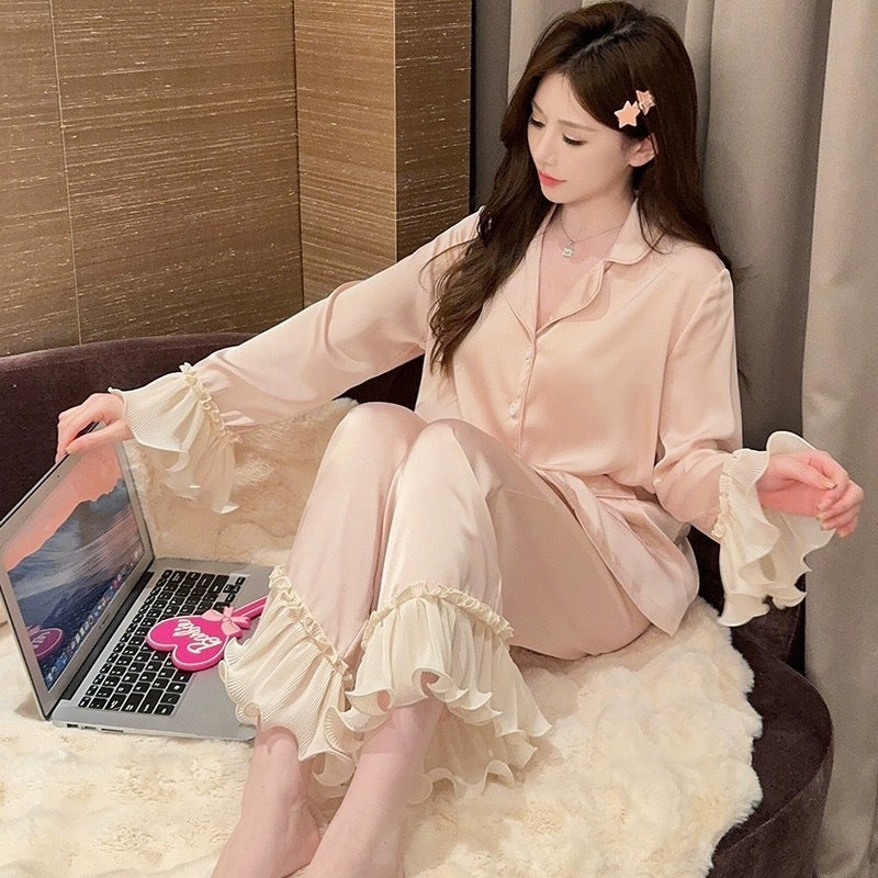 Fashion Ice Silk Pajamas Ruffled Women - Onouthati