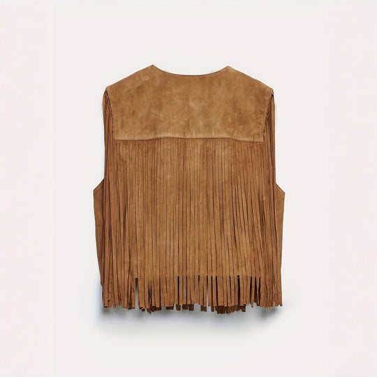 Women's Loose Temperament Tassel Sleeveless Short Jacket Solid Color Top - Onouthati