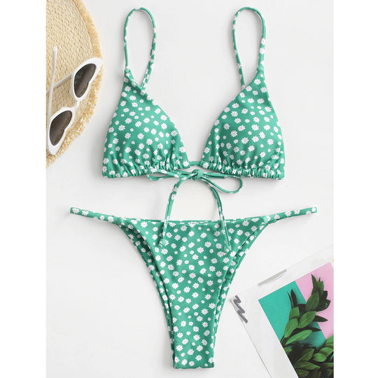 Summer Flowers Print Bikini Sexy Beach Swimming Suit Fashion Push Up Swimsuit Womens Clothing - Onouthati