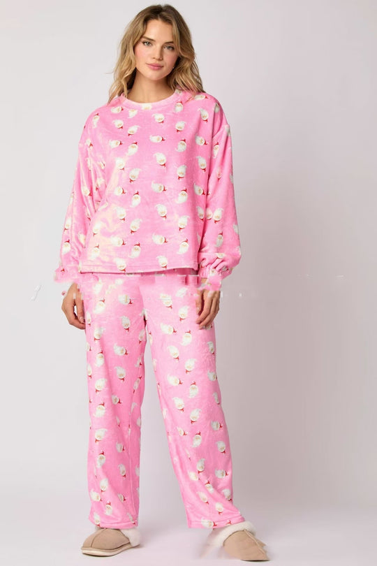 2024 Casual Flannel Pajama Sets For Women 2 Piece Cute Long Sleeve Matching Lounge Shirts Sets Santa Claus Pajamas Homewear - Onouthati