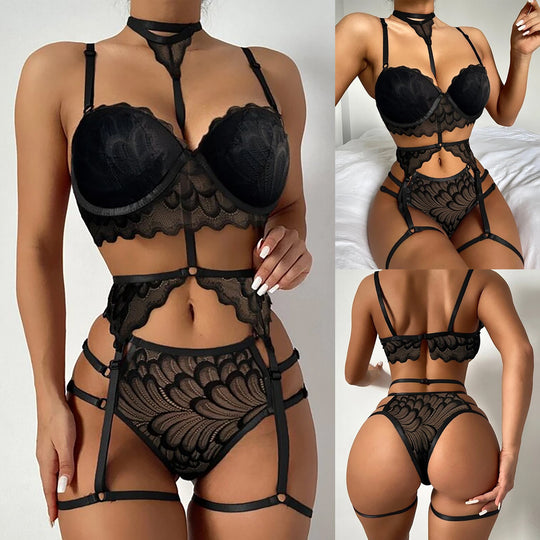 Ladies Sexy Suspenders Sequined Silver Silk Nightdress Sexy Lingerie - Onouthati