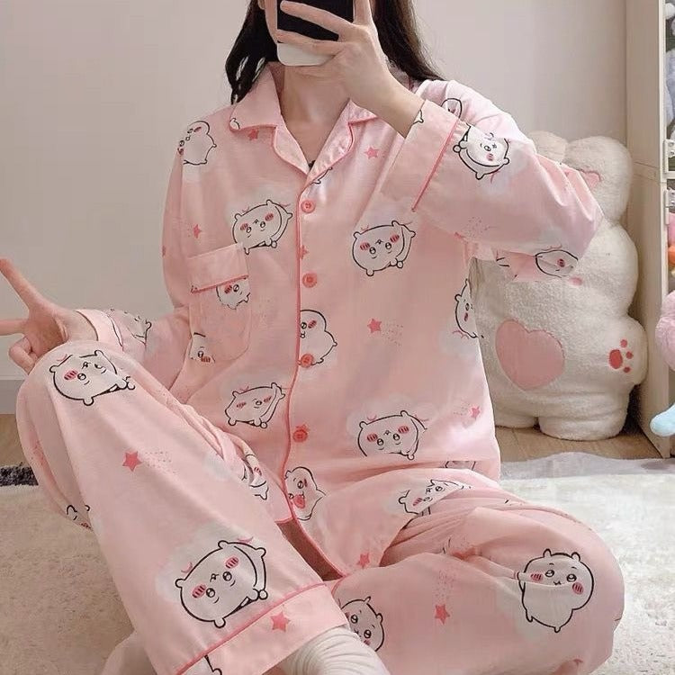 Japanese Sweet Cartoon Long Sleeved Pajamas For Women - Onouthati