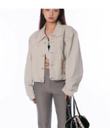 Retro Short Fashionable Irregular Denim Coat - Onouthati