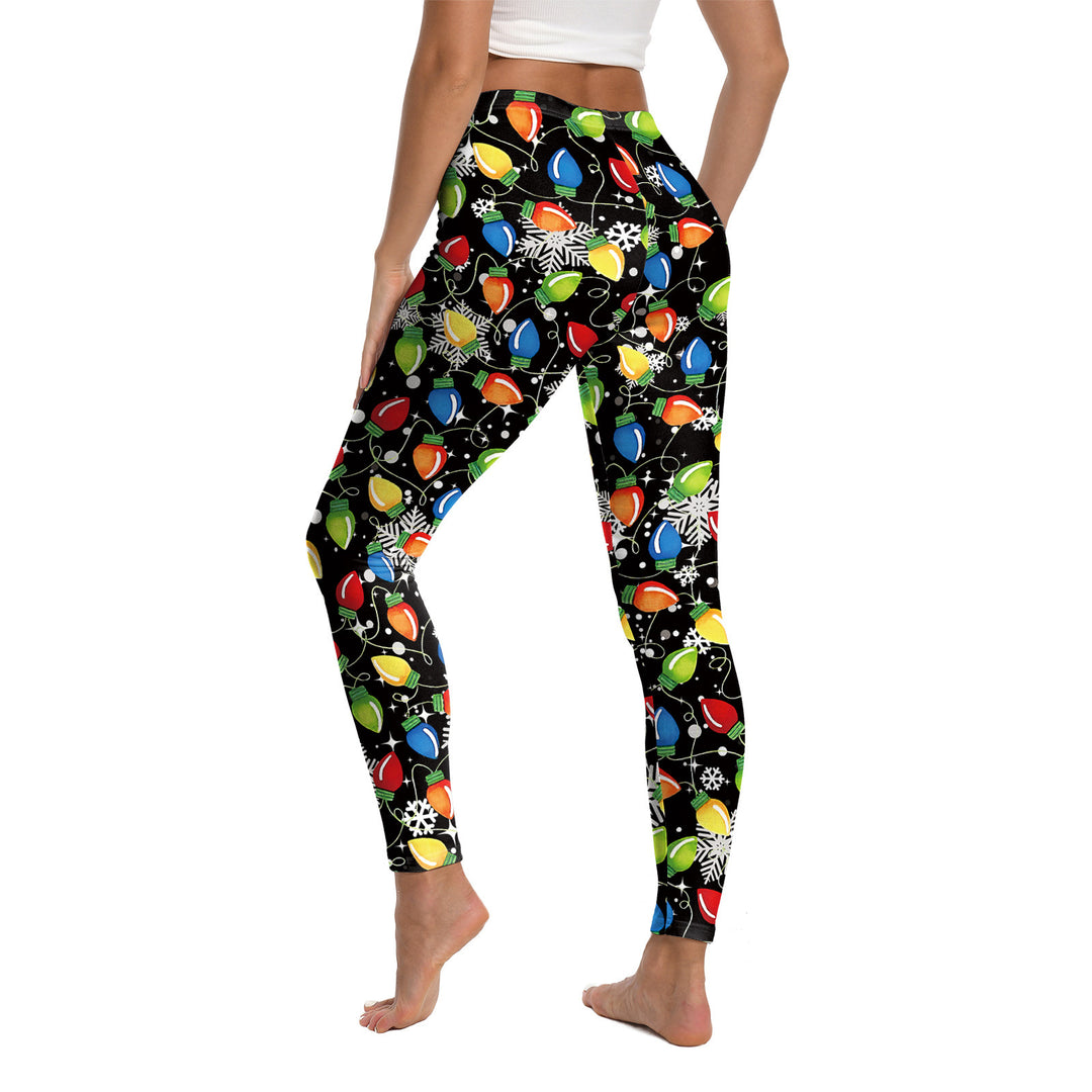 Christmas Printed Sports Yoga Elastic Leggings For Women - Onouthati
