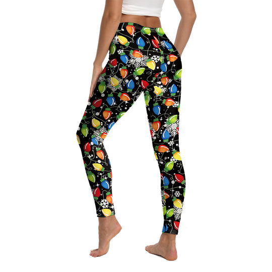 Christmas Printed Sports Yoga Elastic Leggings For Women - Onouthati