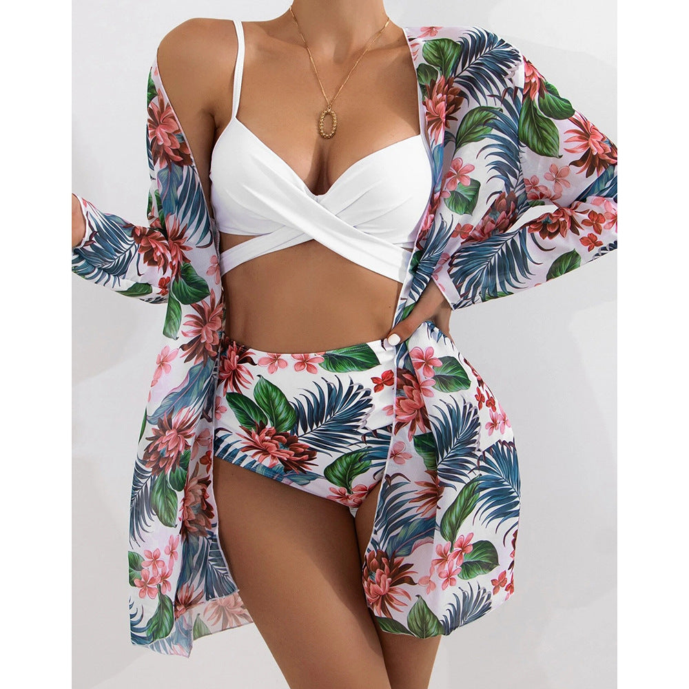 New Swimsuit European And American Three-Piece Bikini Cross-Border Exclusively For Mesh Split Swimsuit Women Bikini - Onouthati
