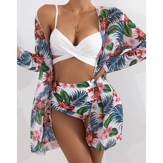 New Swimsuit European And American Three-Piece Bikini Cross-Border Exclusively For Mesh Split Swimsuit Women Bikini - Onouthati